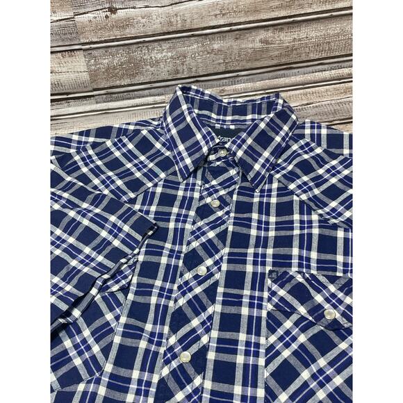 Wrangler Men’s Pearl Snap Short Sleeve Shirt Lightweight Blue Size Large - Picture 1 of 5